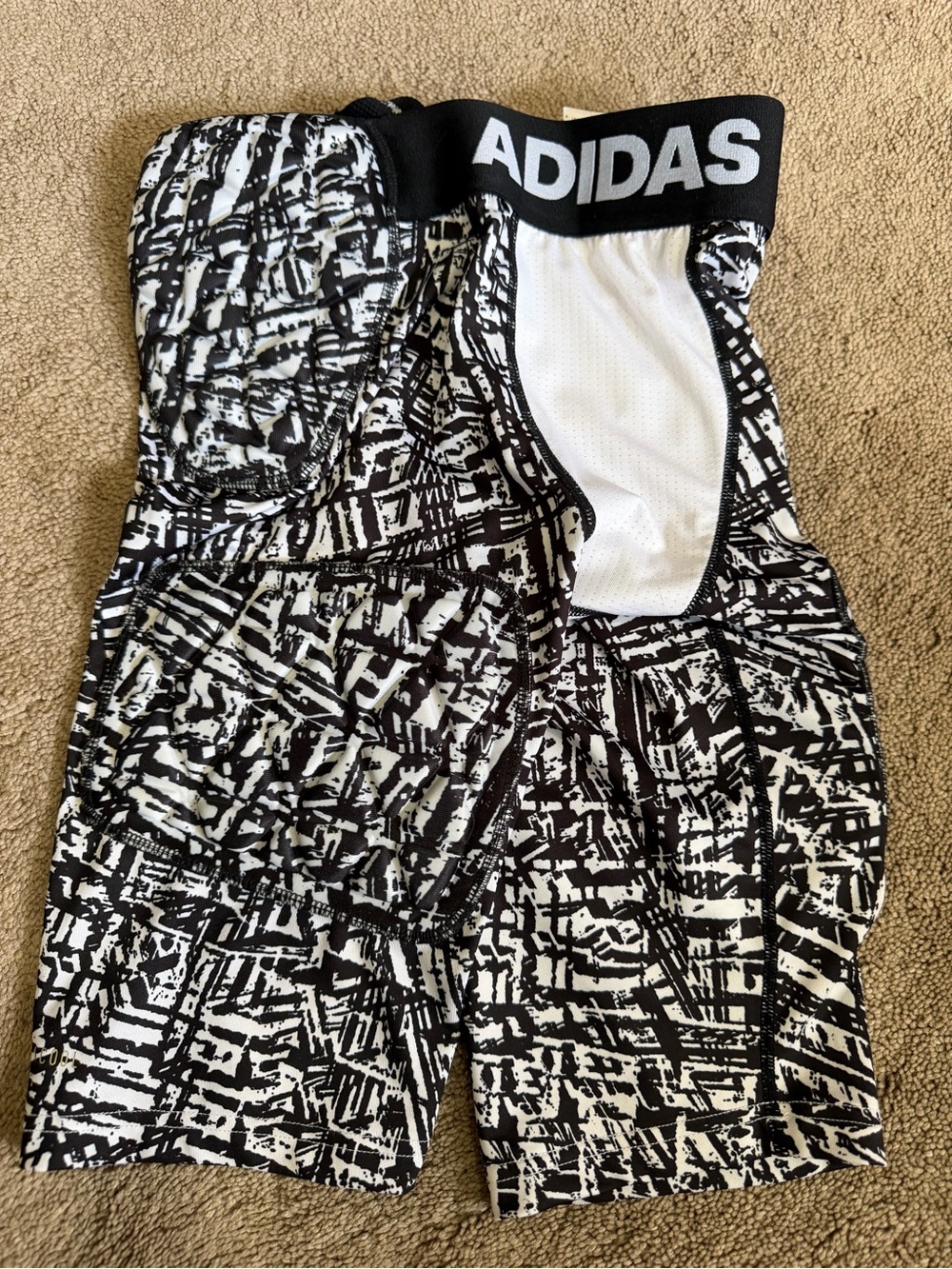 adidas Black and White Padded Boys' Football Compression Shorts, YL